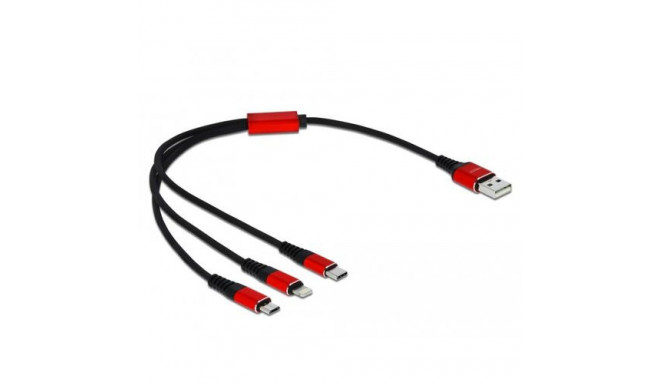 DeLOCK USB Charging Cable 3 in 1 for Lightning / Micro USB / USB Type-C 30 cm