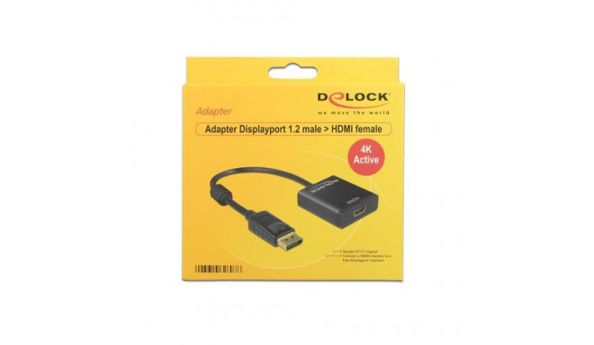 DeLOCK 62607 video cable adapter 0.2 m DisplayPort HDMI Type A (Standard) Black