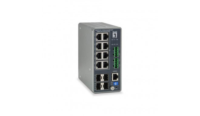 LevelOne TURING 12-Port L3 Lite Managed Gigabit Industrial Switch, 8 PoE Outputs, 240W, 802.3at/af P