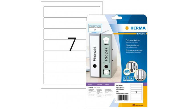 HERMA File labels A4 192x38 mm white paper matt opaque 175 pcs.