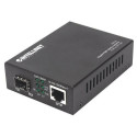 Intellinet Gigabit PoE+ Media Converter, 1 x 1000Base-T RJ45 Port to 1 x SFP Port, PoE+ Injector