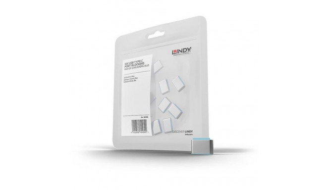 Lindy USB Type C Port Blockers (Without Key) - Pack of 10, Blue