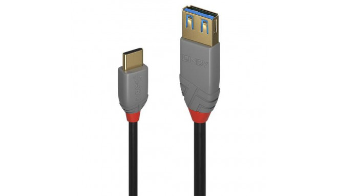 Lindy 0.15m USB 3.2 Type C to A Adapter Cable, 10Gbps, Anthra Line