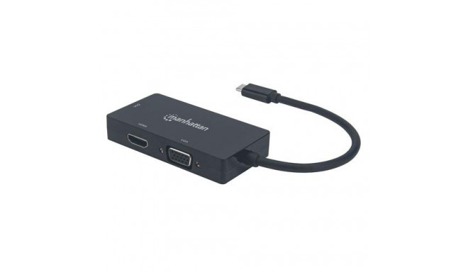 Manhattan USB-C Dock/Hub, Ports (x3): DVI-I, HDMI and VGA Ports, Note: Only One Port can be used at 