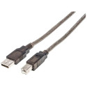 Manhattan USB-A to USB-B Cable, 15m, Male to Male, Active, Black, 480 Mbps (USB 2.0), Built-in Chips