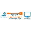 Manhattan HDMI to VGA (with Audio) Converter cable, 1080p, 30cm, Male to Female, Micro-USB Power Inp