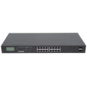 Intellinet 16-Port Gigabit Ethernet PoE+ Switch with 2 SFP Ports, LCD Display, IEEE 802.3at/af Power