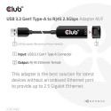 CLUB3D USB 3.2 Gen1 Type A to RJ45 2.5Gbps Adapter