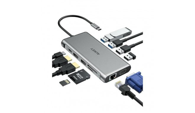 Aukey USB hub CB-C78 USB-C 5000Mbit/s, silver