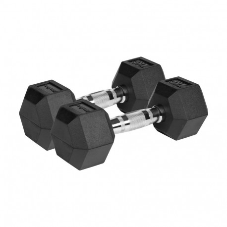 Rubberized cast iron dumbbells HEX 2x7 kg REBEL ACTIVE