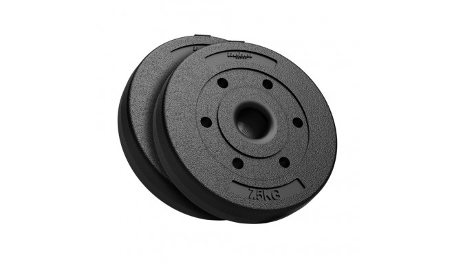 Bituminous Weight Set 2x7.5kg, 51mm bore - for Olympic barbells, REBEL ACTIVE