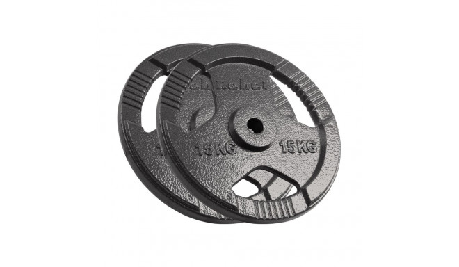 Cast iron weight set 2x15kg, bore 31mm, disc with handles, REBEL ACTIVE