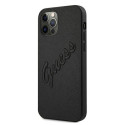 Guess GUHCP12LRSAVSBK iPhone 12 Pro Max 6.7" black/black hardcase Saffiano Vintage Script