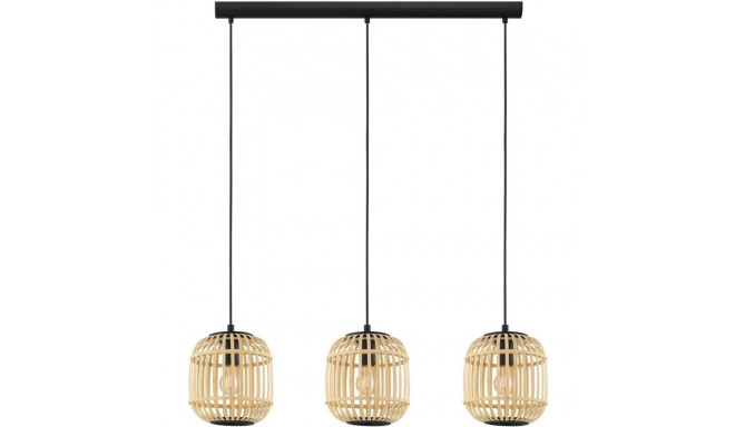 Pendant lamp EGLO BORDESLEY, 3 x E27, max 40 W, black/wood color