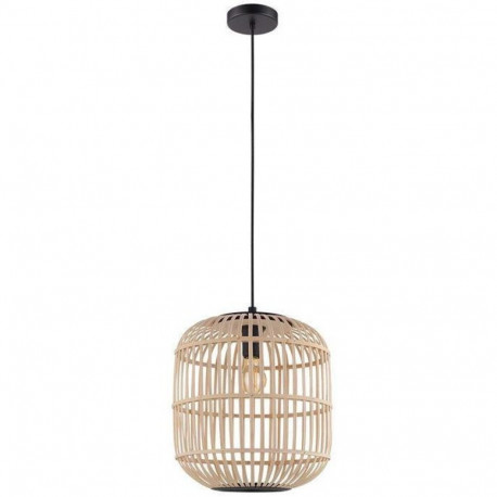 Pendant lamp EGLO Bordesley, 1 x E27, 28W, black/wood color, ø35 x h110 cm