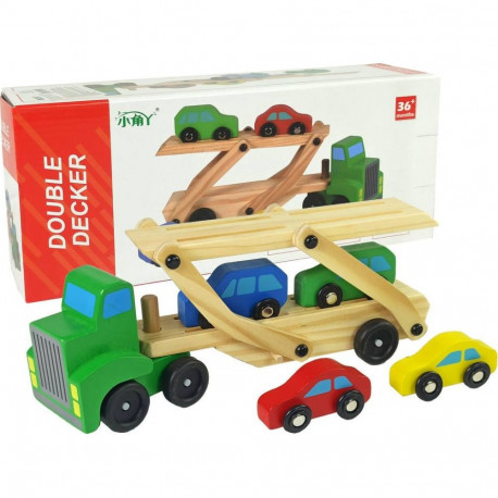 Lean Sport Wooden Green Tow Truck with Cars Blocks