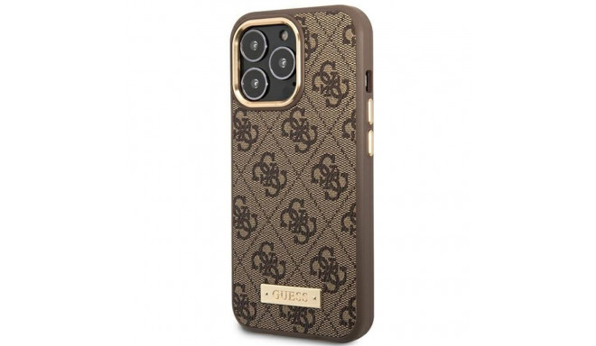 Guess GUHMP14LU4GPRW iPhone 14 Pro6.1"brown hard case 4G Logo Plate MagSafe
