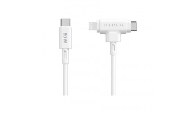 Hyper HyperJuice Silikoon USB-C to USB-C ja Lightning Hübrid 60W Kaabel
