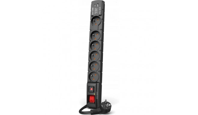 Acar surge protector power strip 6 sockets 3 m black (W2437)