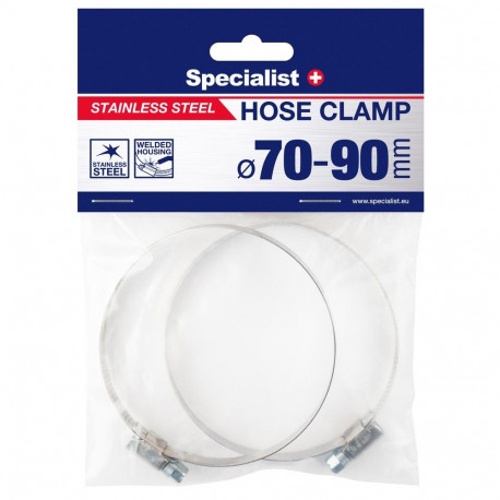 SPECIALIST+ stainless steel pl. clamp, 70-90 mm, 2 pcs.