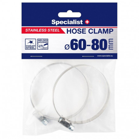 SPECIALIST+ stainless steel pl. clamp, 60-80 mm, 2 pcs.