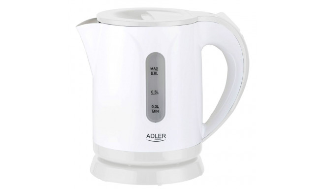 Adler Kettle AD 1371w Electric, 850 W, 0.8 L, Stainless steel/Polypropylene, 360 rotational base, Wh