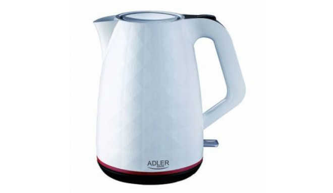 Adler Kettle AD 1277 Standard, Plastic, White, 2200 W, 360 rotational base, 1.7 L