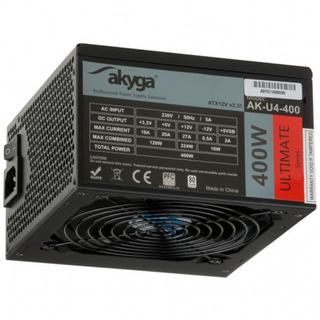 Akyga toiteplokk AK-U4-400 400W 20+4 pin ATX, must
