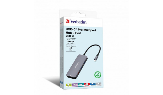 Verbatim CMH-09 USB Type-C 10000 Mbit/s Silver