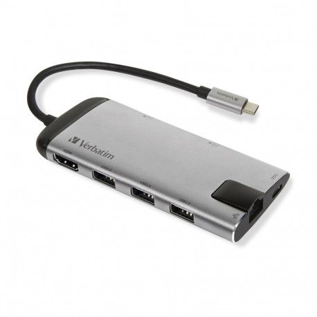 Verbatim dokkimisjaam 49142 USB 3.2 Gen 1 (3.1 Gen 1) Type-C, must, hõbedane