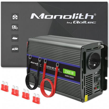 Qoltec Monolith 2000 MS Wave pingemuundur | 12V kuni 230V | 1000/2000W | USB