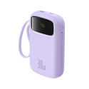 Baseus QPow 2 30W 10000mAh Power Bank with Built-in USB-C Cables - Purple