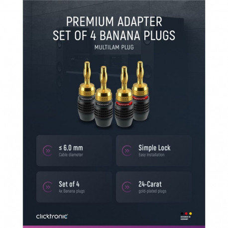 ClickTronic Banana PlugPremium Adapter, Banana Plug, 6.0 mm2