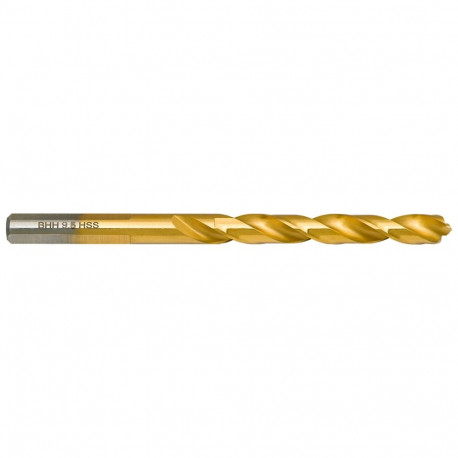 Wiertło do metalu Baildon DIN 338 RN 9,5 mm, HSS TiN (S), 125-81 mm (chwyt 3-płaszczyznowy)