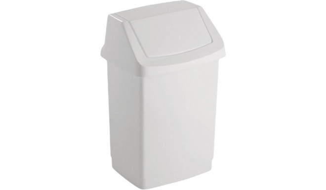 Trash can 50L with movable lid, white
