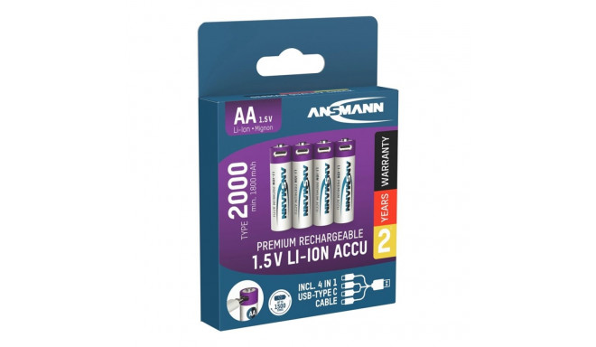 ACCU AA 1.5V 2000MAHUSB-C.MAX2A 4PCS