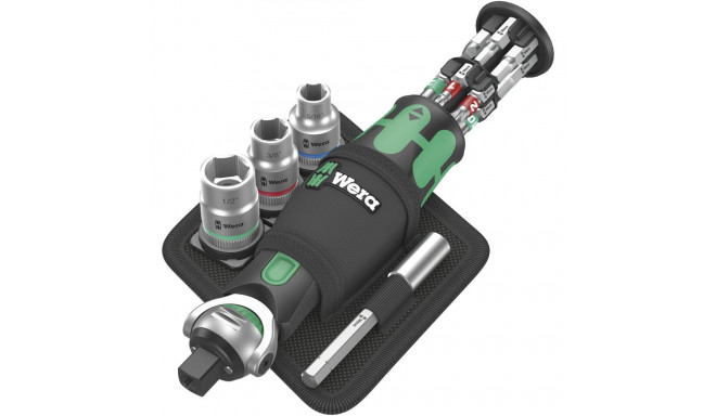 Wera 8009 Zyklop Pocket Set Imperial 2, bit set (black/green, reversible ratchet for 3/8", 1/4")