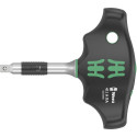 Wera 411 A RA T-handle adapter screwdriver with ratchet function (black/green, 1/4" with ball lock)