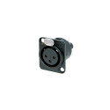 XLR 3 pesa paneelile, must  NC3FD-S-1-B, kruvikinnitus