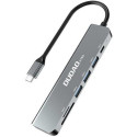 DUDAO Adapter USB Adapter 6w1 A15S USB-C na 3x USB, 1x USB-C, SD/TF (szary) Wired USB 3.2 Gen 1 (3.1