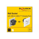 DeLOCK Wall Socket with two USB Charging Ports 3.4 A, 1 x USB Type-A and 1 x USB Type-C