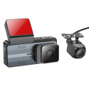 HOCO car camera with display 3,69" + rear camera 2K GPS DV12 silvery gray