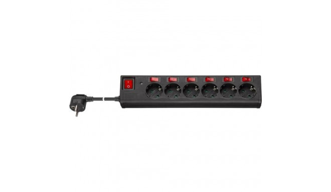 Goobay 6-Way Surge-Protected Power Strip with Switch, 1.5 m