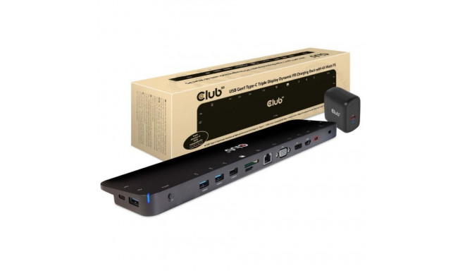 CLUB3D UNIVERSAL USB Gen1 Type-C Triple Display Dynamic PD Charging Dock with 65 Watt PS ( VGA, HDMI