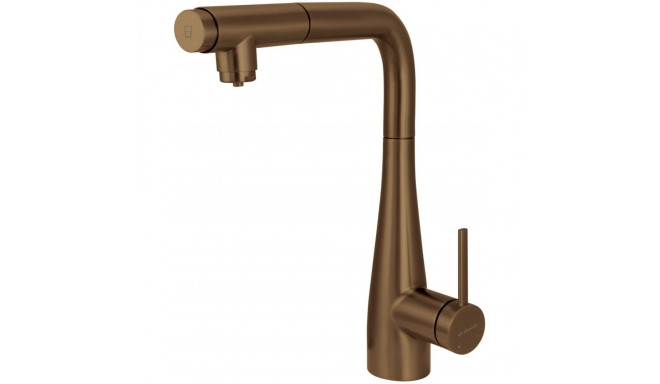 Kitchen faucet with water filter connection with pull-out spout