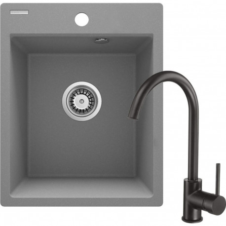 Granite sink with 1-bowl faucet