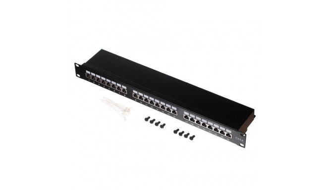 Netrack patchpaneel 19'' 24-pordiline Cat.6 FTP riiuliga