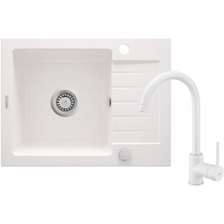 Granite sink with 1-bowl faucet with drainer