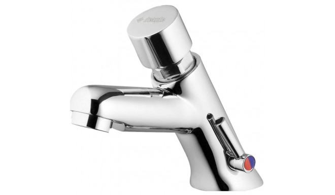 Timed washbasin mixer with temperature control
