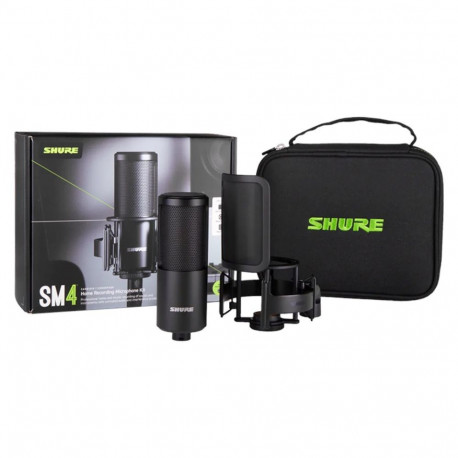 Shure SM4-K-KIT kondensaatormikrofon, väliselt polariseeritud, käepide, popfilter, kott